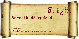 Berczik Árpád névjegykártya