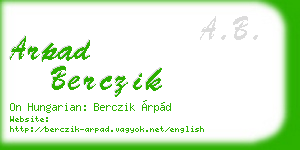 arpad berczik business card